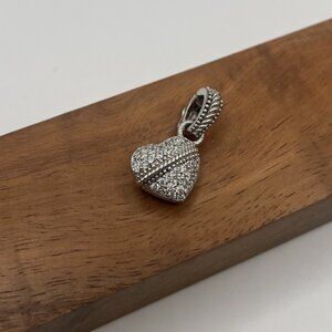 Judith Ripka Sterling Silver Heart Pendant CZ Pave Charm Hinged Bail Designer